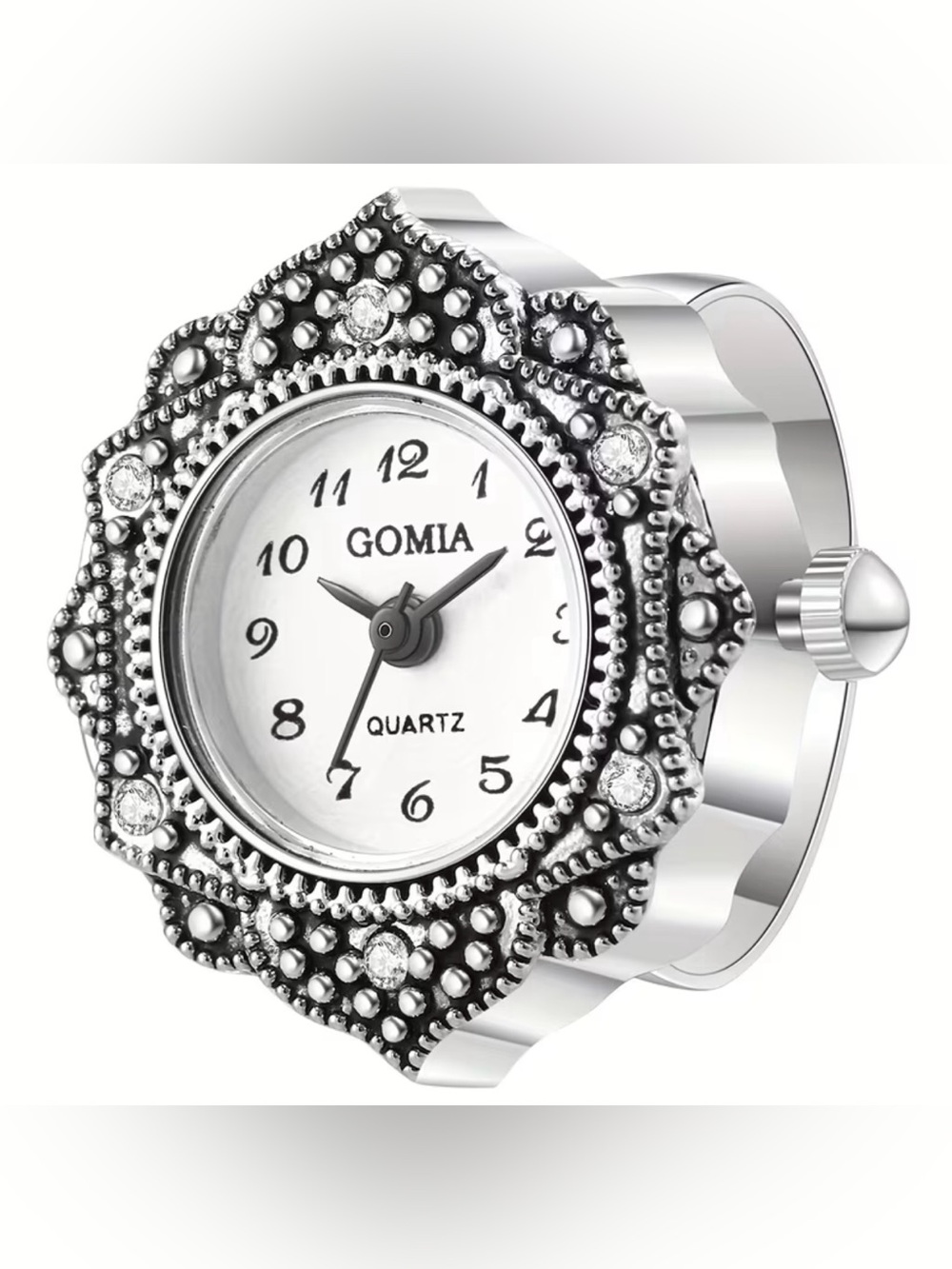 NEW! Vintage Silver Floral Ring Watch. Retro watch A9-300